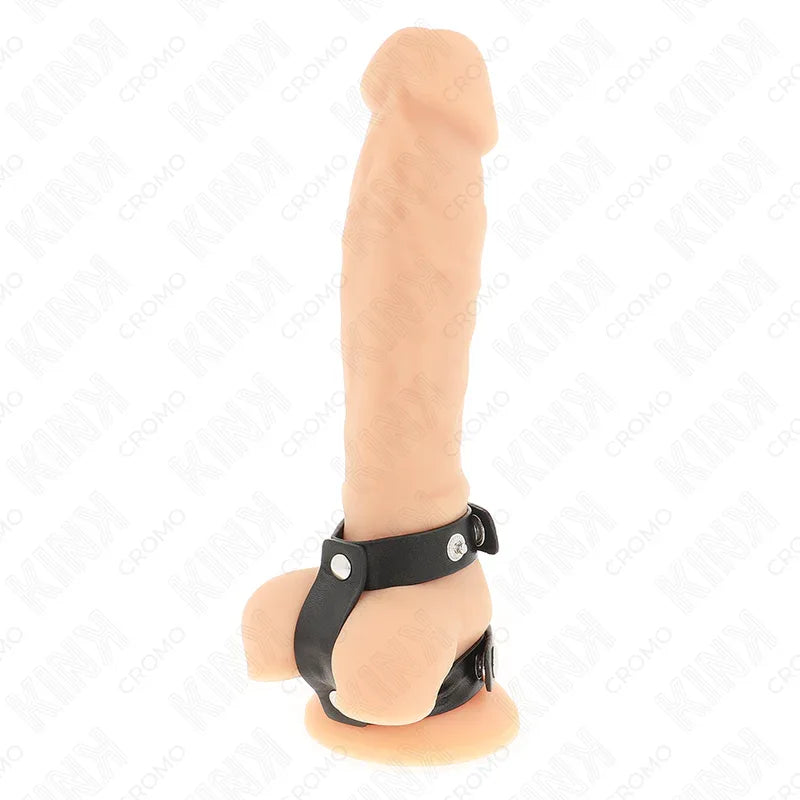 KINK - VERSTELLBARER DOPPELTER PENISRING AUS LEDER - Vanelion Paradise