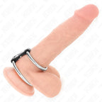 KINK - DOPPELTER PENISRING AUS METALL 3,7 CM BIS 5 CM VERBUNDEN DURCH LEDERBAND MODELL 2 - Vanelion Paradise