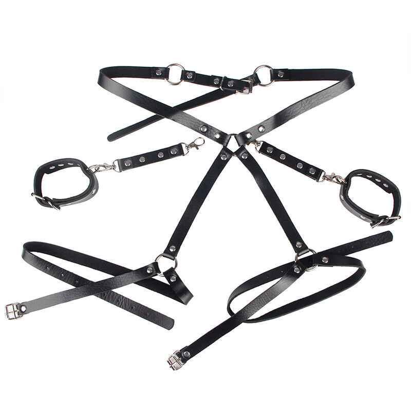 SUBBLIME - 953690 HANDSCHELLEN MIT BONDAGE-GÜRTEL SCHWARZ EINE GRÖSSE - Vanelion Paradise