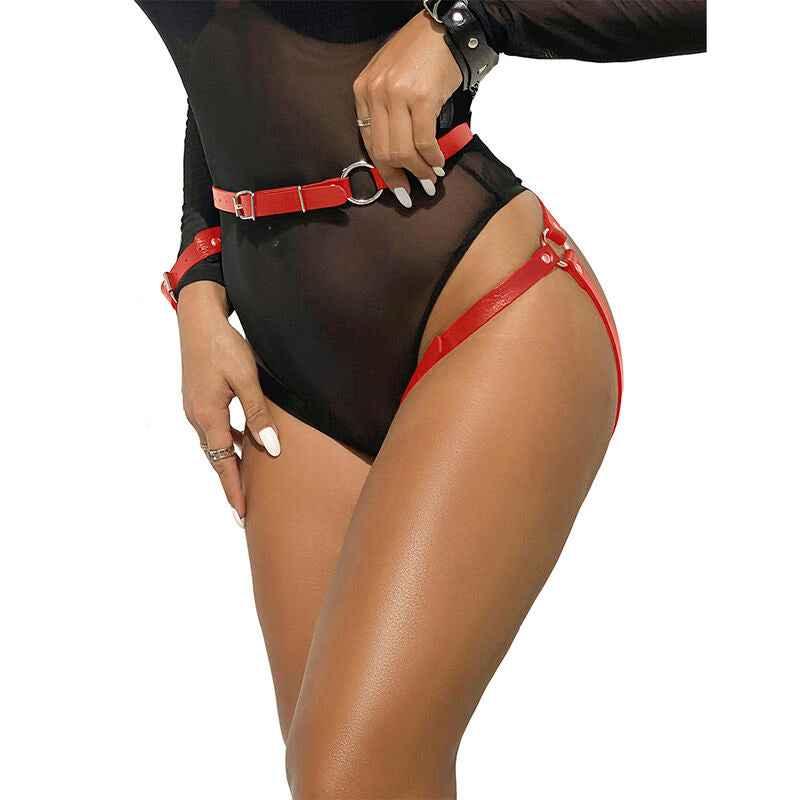 SUBBLIME - 953706 HANDSCHELLEN MIT BONDAGE-GÜRTEL ROT EINE GRÖSSE - Vanelion Paradise