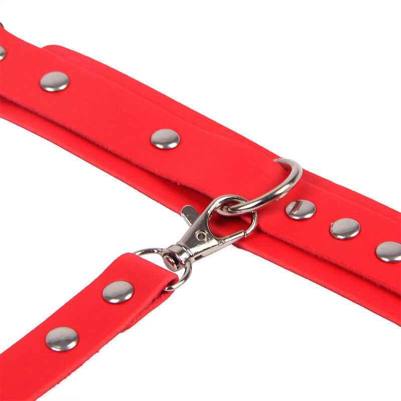 SUBBLIME - 953706 HANDSCHELLEN MIT BONDAGE-GÜRTEL ROT EINE GRÖSSE - Vanelion Paradise