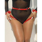 SUBBLIME - 953706 HANDSCHELLEN MIT BONDAGE-GÜRTEL ROT EINE GRÖSSE - Vanelion Paradise