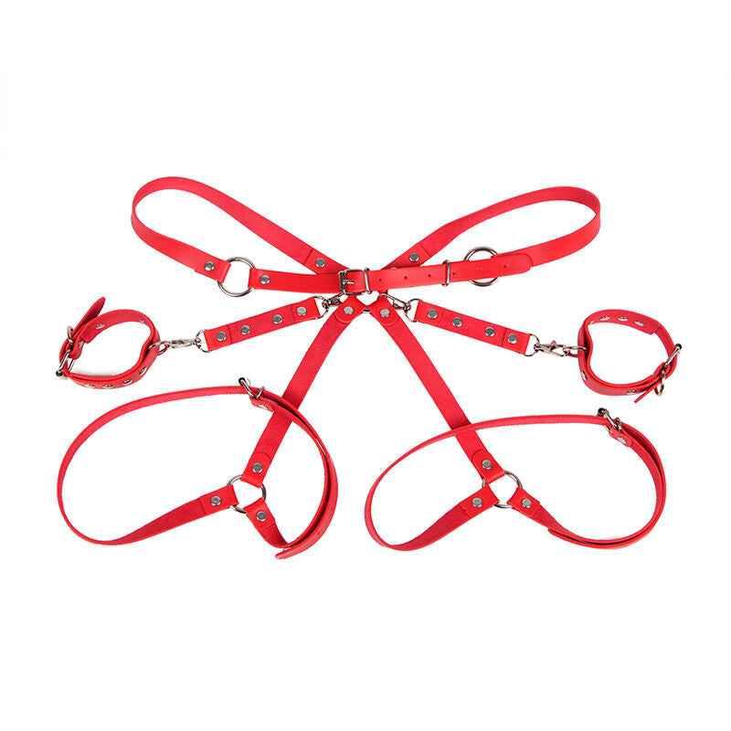 SUBBLIME - 953706 HANDSCHELLEN MIT BONDAGE-GÜRTEL ROT EINE GRÖSSE - Vanelion Paradise