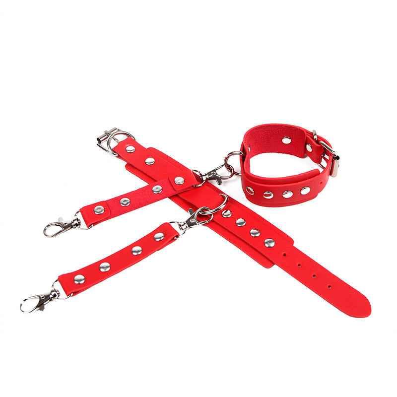 SUBBLIME - 953706 HANDSCHELLEN MIT BONDAGE-GÜRTEL ROT EINE GRÖSSE - Vanelion Paradise