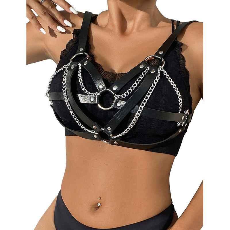 SUBBLIME - 953713 PUNK BONDAGE GÜRTEL METALLSCHNALLE SCHWARZ EINE GRÖSSE - Vanelion Paradise