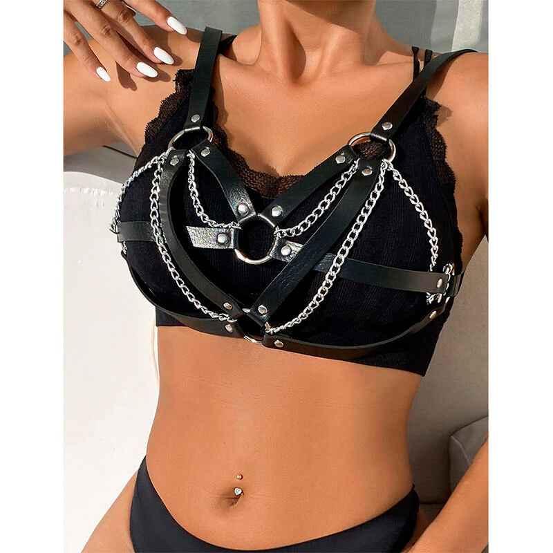 SUBBLIME - 953713 PUNK BONDAGE GÜRTEL METALLSCHNALLE SCHWARZ EINE GRÖSSE - Vanelion Paradise