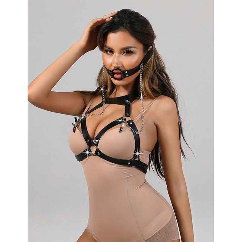 SUBBLIME - 953720 BONDAGE LEDERRIEMEN BRUSTKLEMMEN SCHWARZ EINE GRÖSSE - Vanelion Paradise