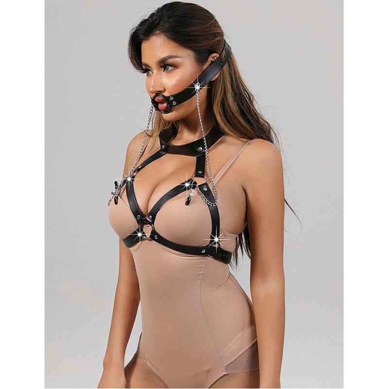 SUBBLIME - 953720 BONDAGE LEDERRIEMEN BRUSTKLEMMEN SCHWARZ EINE GRÖSSE - Vanelion Paradise