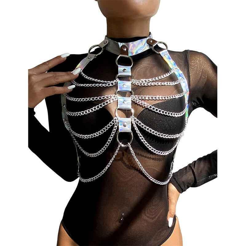 SUBBLIME - 953737 BRUSTGURT MIT RINGEN UND KETTEN SILBER EINE GRÖSSE - Vanelion Paradise