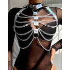 SUBBLIME - 953737 BRUSTGURT MIT RINGEN UND KETTEN SILBER EINE GRÖSSE - Vanelion Paradise