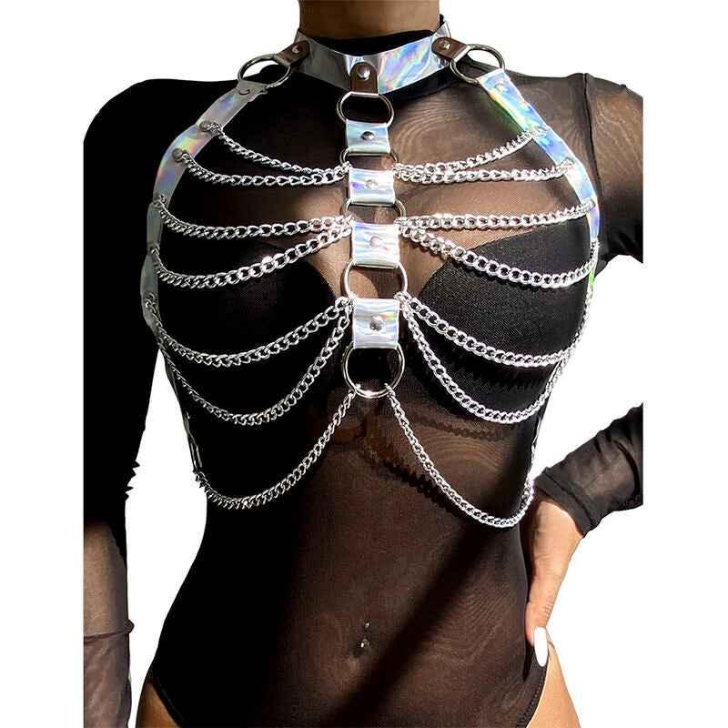 SUBBLIME - 953737 BRUSTGURT MIT RINGEN UND KETTEN SILBER EINE GRÖSSE - Vanelion Paradise
