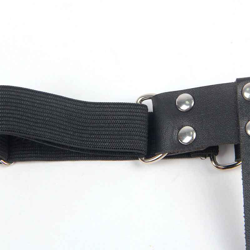 SUBBLIME - 953744 VERSTELLBARES PUNK-STRUMPFHOSE AUS LEDER SCHWARZ EINE GRÖSSE - Vanelion Paradise