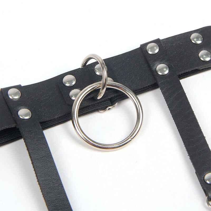 SUBBLIME - 953744 VERSTELLBARES PUNK-STRUMPFHOSE AUS LEDER SCHWARZ EINE GRÖSSE - Vanelion Paradise