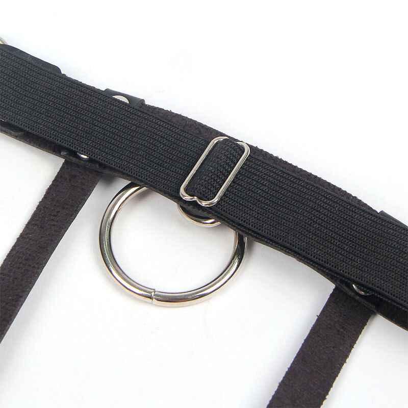 SUBBLIME - 953744 VERSTELLBARES PUNK-STRUMPFHOSE AUS LEDER SCHWARZ EINE GRÖSSE - Vanelion Paradise