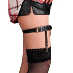 SUBBLIME - 953744 VERSTELLBARES PUNK-STRUMPFHOSE AUS LEDER SCHWARZ EINE GRÖSSE - Vanelion Paradise