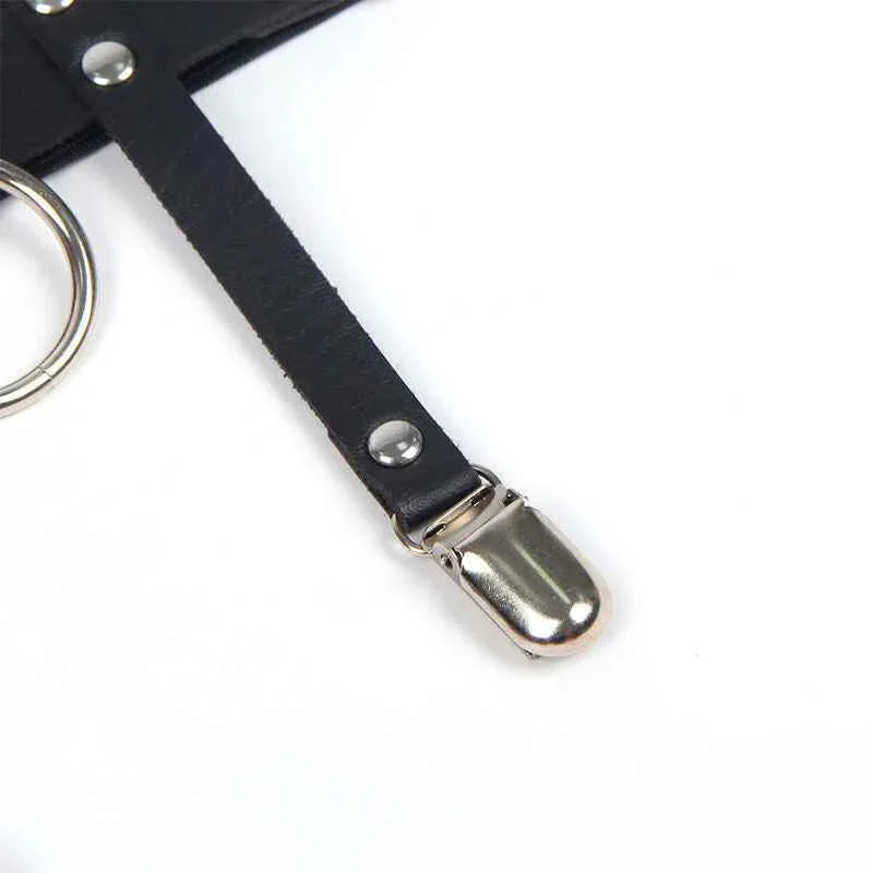 SUBBLIME - 953744 VERSTELLBARES PUNK-STRUMPFHOSE AUS LEDER SCHWARZ EINE GRÖSSE - Vanelion Paradise