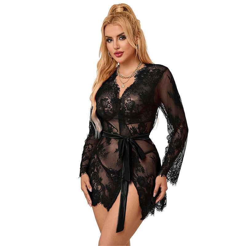 SUBBLIME - 953768 SPITZEN-NACHTHEMD + STRING SCHWARZ L/XL - Vanelion Paradise