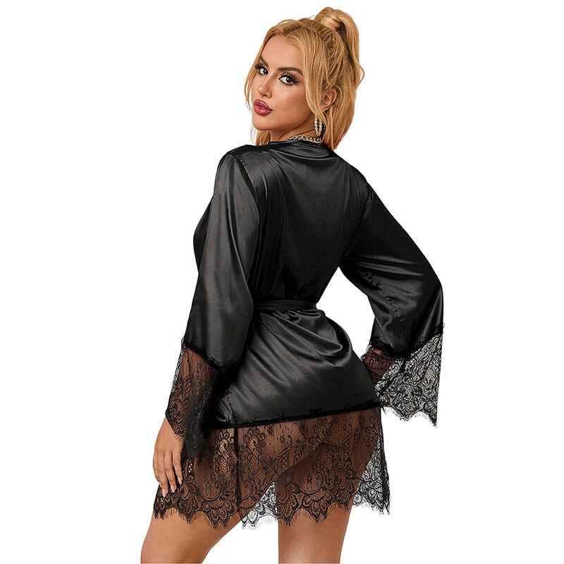 SUBBLIME - 953799 ELEGANTER SPITZENPYJAMAS + TANGA SCHWARZ S/M - Vanelion Paradise