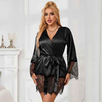 SUBBLIME - 953799 ELEGANTER SPITZENPYJAMAS + TANGA SCHWARZ S/M - Vanelion Paradise