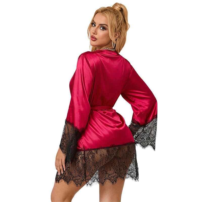 SUBBLIME - 953812 ELEGANTER SPITZENPYJAMAS + TANGA ROT S/M - Vanelion Paradise