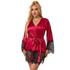 SUBBLIME - 953812 ELEGANTER SPITZENPYJAMAS + TANGA ROT S/M - Vanelion Paradise