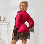 SUBBLIME - 953829 ELEGANTER SPITZENPYJAMAS + TANGA ROT L/XL - Vanelion Paradise
