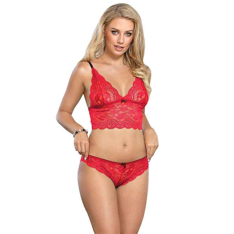 SUBBLIME - 953898 NACHTHEMD + HÖSCHEN AUS SEIDE UND SPITZE ROT S/M - Vanelion Paradise