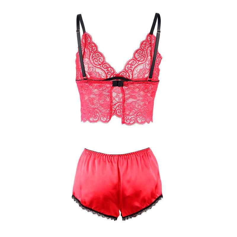 SUBBLIME - 953898 NACHTHEMD + HÖSCHEN AUS SEIDE UND SPITZE ROT S/M - Vanelion Paradise