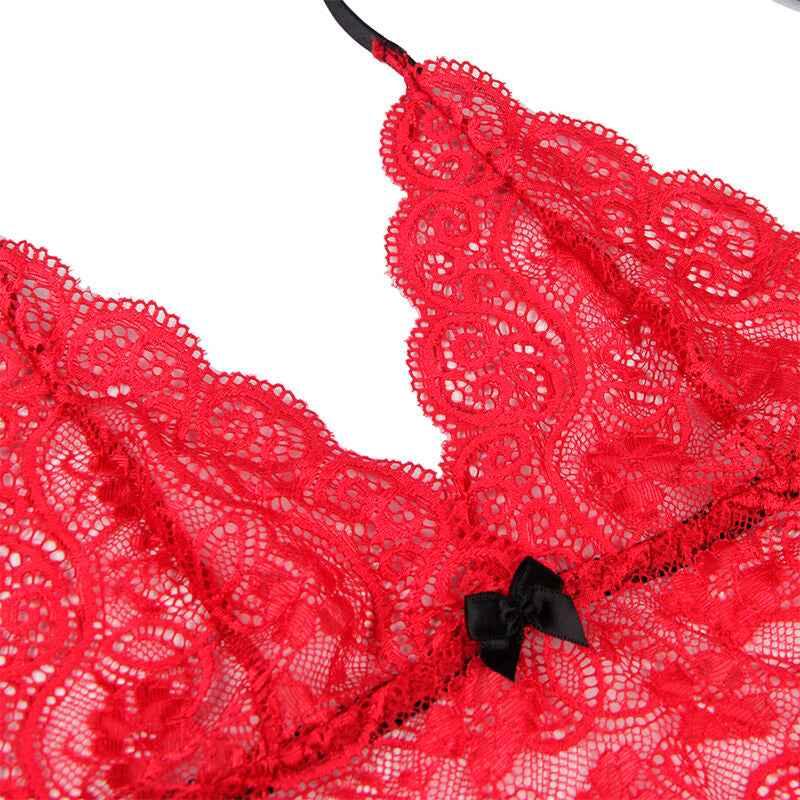 SUBBLIME - 953898 NACHTHEMD + HÖSCHEN AUS SEIDE UND SPITZE ROT S/M - Vanelion Paradise