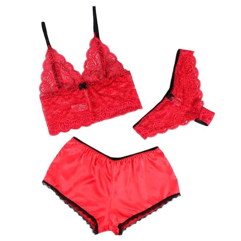 SUBBLIME - 953898 NACHTHEMD + HÖSCHEN AUS SEIDE UND SPITZE ROT S/M - Vanelion Paradise