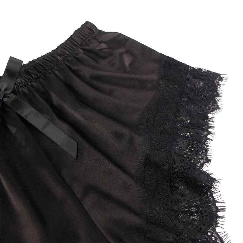 SUBBLIME - 953942 LÄSSIGE SEIDENNACHTHEMD + SPITZENHOSE SCHWARZ L/XL - Vanelion Paradise