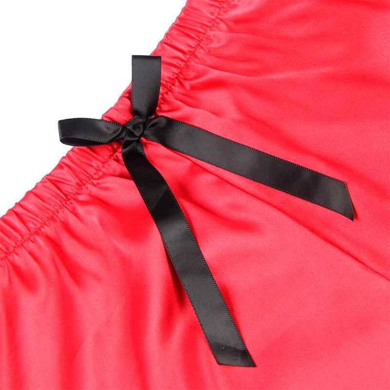 SUBBLIME - 953959 LÄSSIGE SEIDENNACHTHEMD + SPITZENHOSE SCHWARZ/ROT S/M - Vanelion Paradise