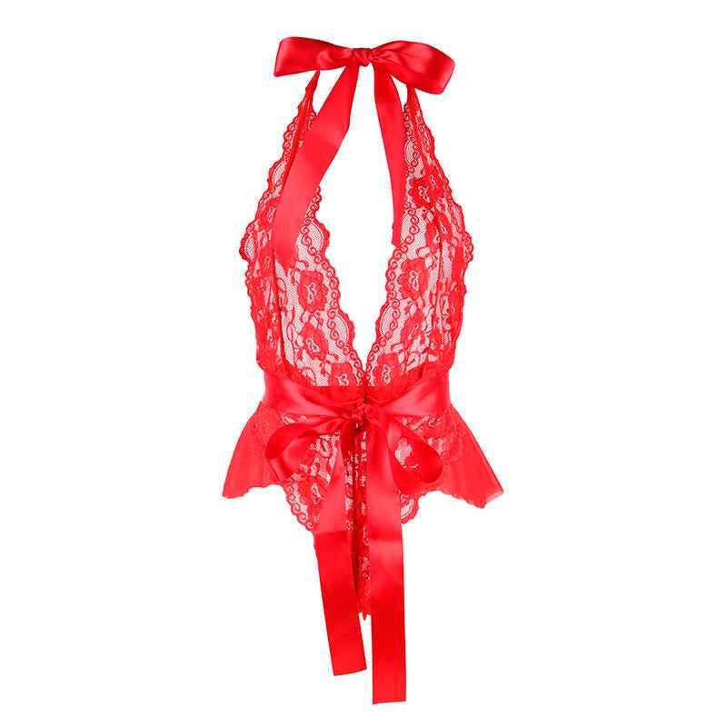 SUBBLIME - 953973 SEXY BODY MIT RÜSCHEN + GÜRTEL ROT S/M - Vanelion Paradise