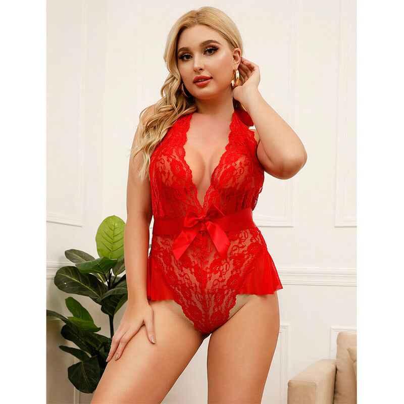 SUBBLIME - 953980 SEXY BODY MIT RÜSCHEN + GÜRTEL ROT L/XL - Vanelion Paradise