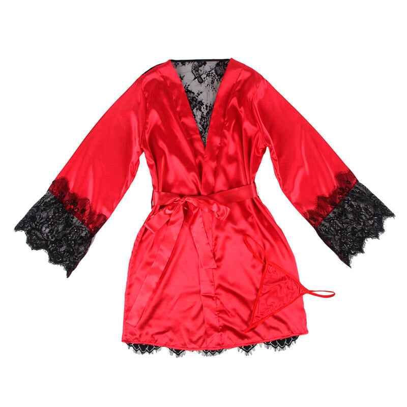 SUBBLIME - 954024 SPITZEN-UNTERHEMD MIT TRANSPARENTEM RÜCKEN UND STRING, ROT/SCHWARZ, L/XL - Vanelion Paradise