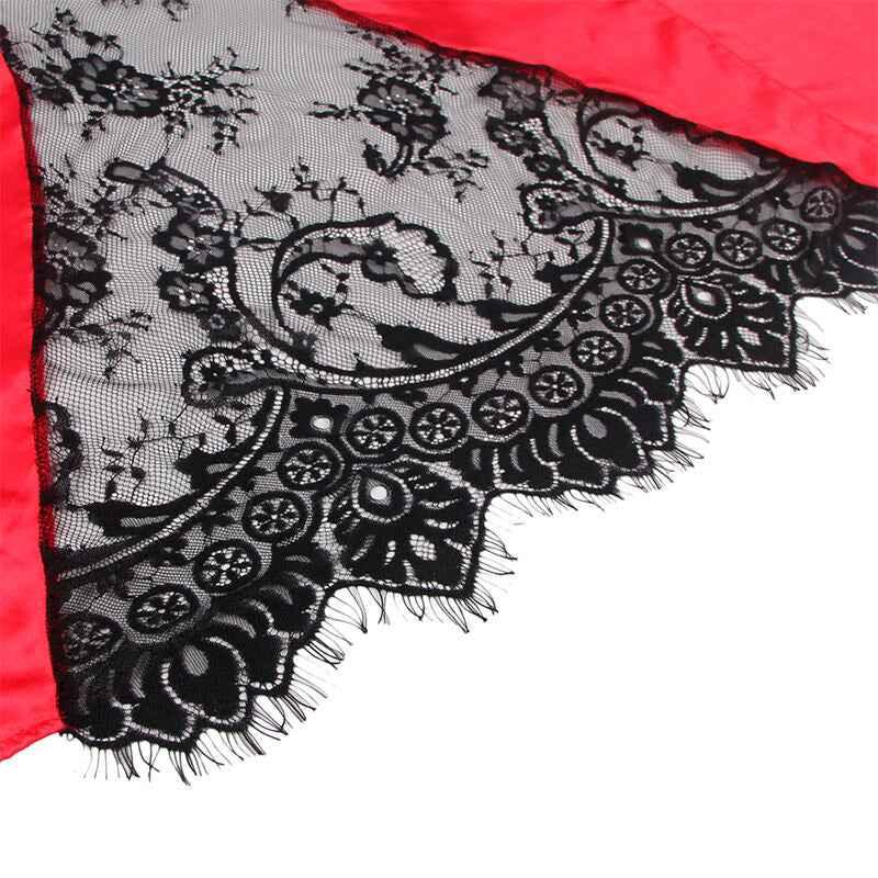 SUBBLIME - 954024 SPITZEN-UNTERHEMD MIT TRANSPARENTEM RÜCKEN UND STRING, ROT/SCHWARZ, L/XL - Vanelion Paradise