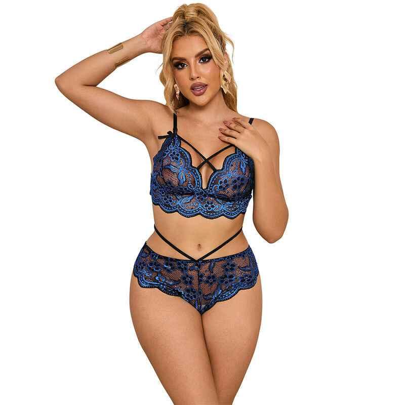 SUBBLIME - 954062 BH + HÖSCHEN SPITZE BLAU S/M - Vanelion Paradise