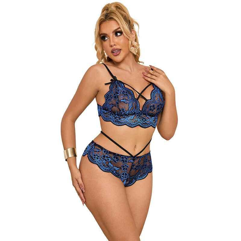 SUBBLIME - 954062 BH + HÖSCHEN SPITZE BLAU S/M - Vanelion Paradise