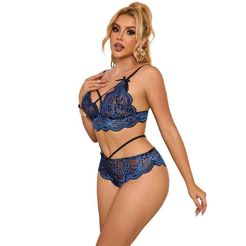 SUBBLIME - 954062 BH + HÖSCHEN SPITZE BLAU S/M - Vanelion Paradise