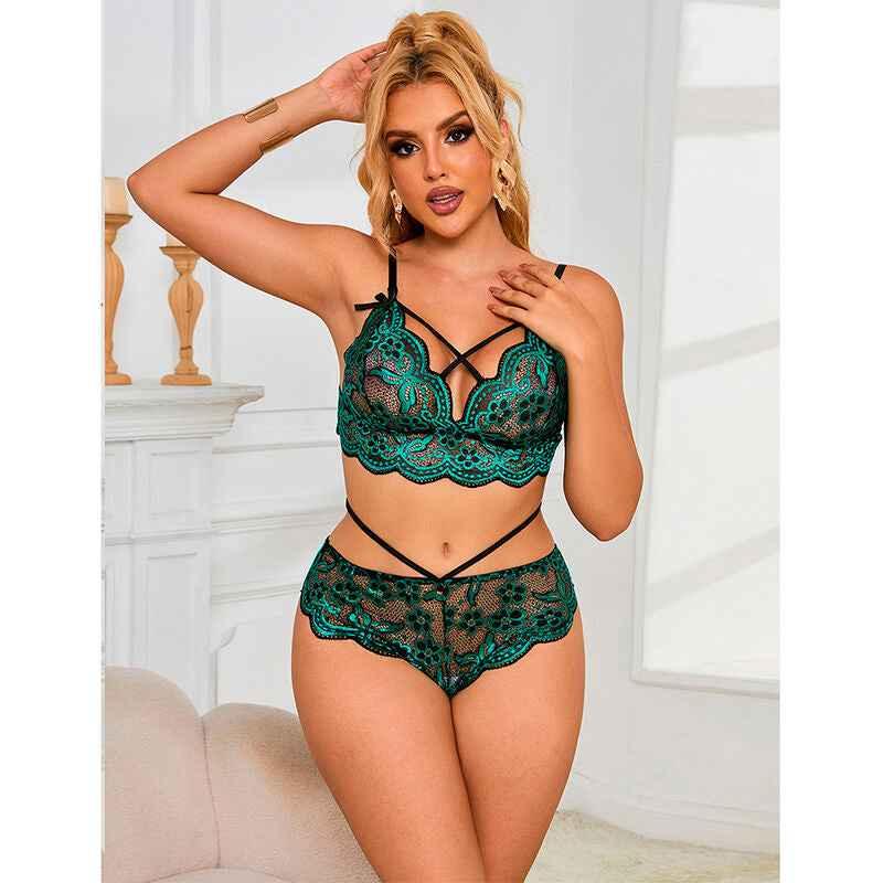 SUBBLIME - 954086 BH + HÖSCHEN SPITZE GRÜN S/M - Vanelion Paradise