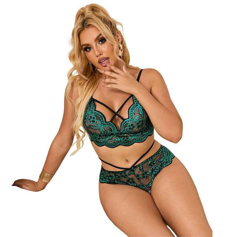 SUBBLIME - 954086 BH + HÖSCHEN SPITZE GRÜN S/M - Vanelion Paradise