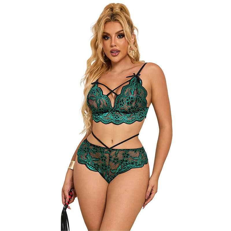 SUBBLIME - 954086 BH + HÖSCHEN SPITZE GRÜN S/M - Vanelion Paradise