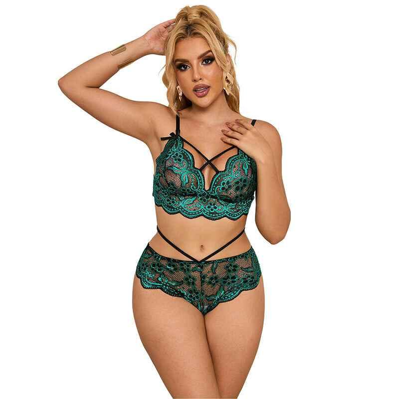 SUBBLIME - 954086 BH + HÖSCHEN SPITZE GRÜN S/M - Vanelion Paradise