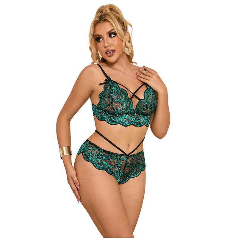SUBBLIME - 954086 BH + HÖSCHEN SPITZE GRÜN S/M - Vanelion Paradise