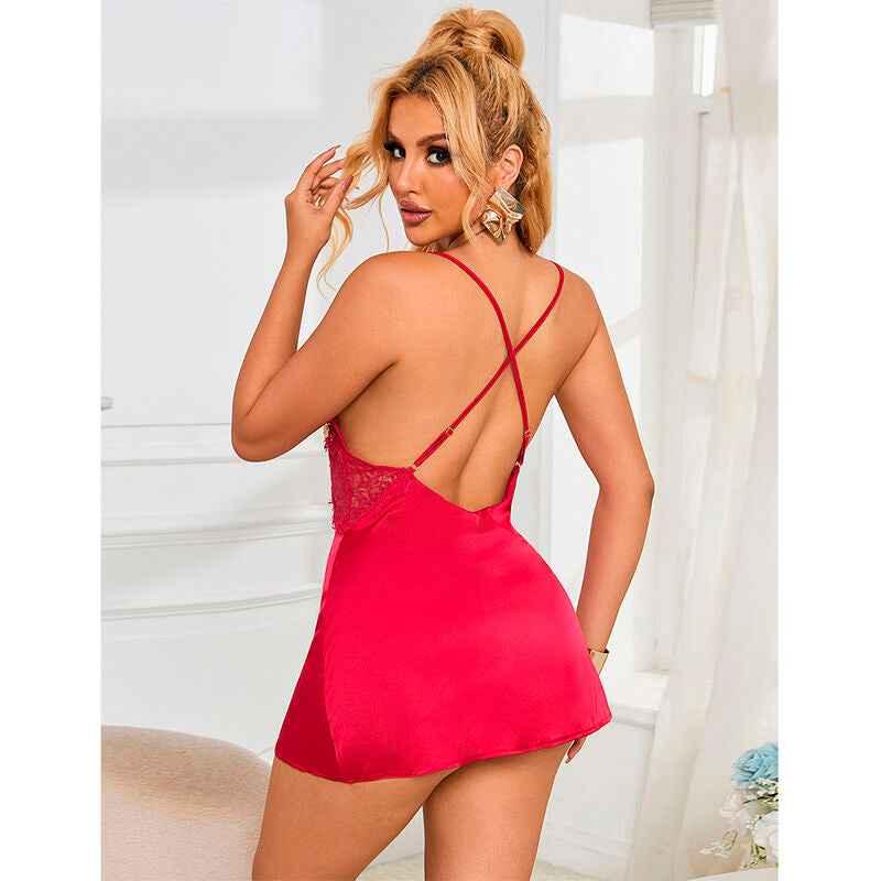 SUBBLIME - 954123 BABYDOLL MIT ROTEM BLUMENMUSTER S/M - Vanelion Paradise