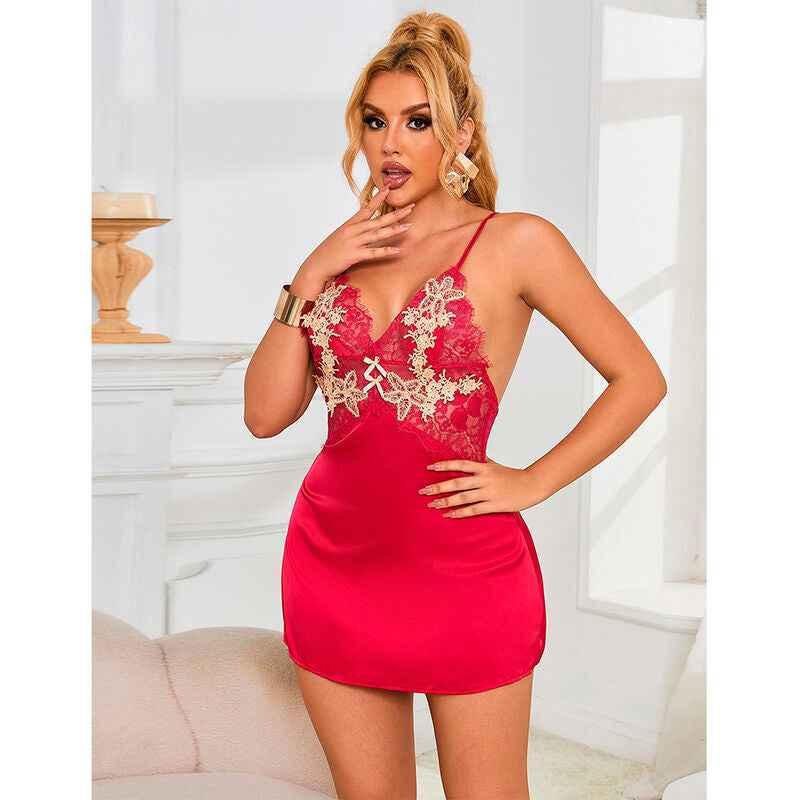 SUBBLIME - 954123 BABYDOLL MIT ROTEM BLUMENMUSTER S/M - Vanelion Paradise