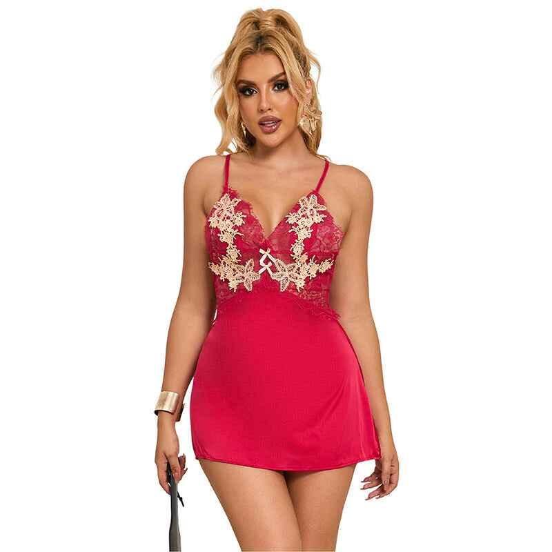 SUBBLIME - 954123 BABYDOLL MIT ROTEM BLUMENMUSTER S/M - Vanelion Paradise
