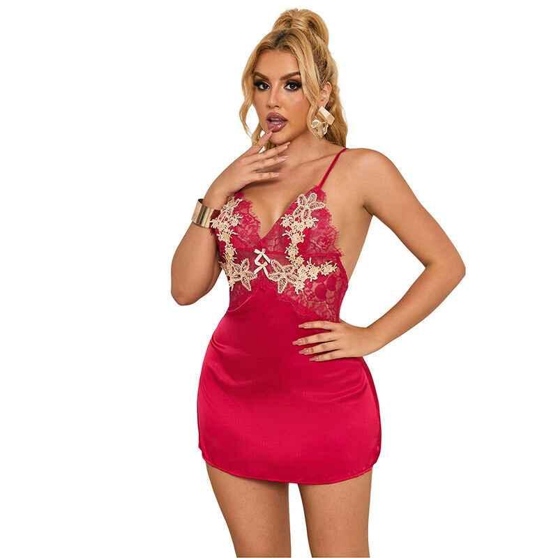 SUBBLIME - 954130 BABYDOLL MIT ROTEM BLUMENMUSTER L/XL - Vanelion Paradise