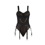 SUBBLIME - 9542277 BODY MIT KETTEN + STRUMPFGÜRTEL SCHWARZ L/XL - Vanelion Paradise