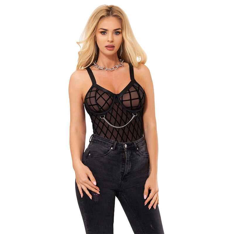 SUBBLIME - 9542277 BODY MIT KETTEN + STRUMPFGÜRTEL SCHWARZ L/XL - Vanelion Paradise
